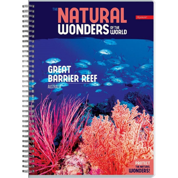 Sveska na kvadratiće A4 sa spiralom NATURAL WONDERS 80 listova (Više vrsta) 