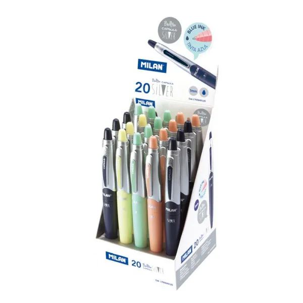 Hemijska olovka ball pen plavo mastilo MILAN - BLUE SILVER (Više vrsta) 