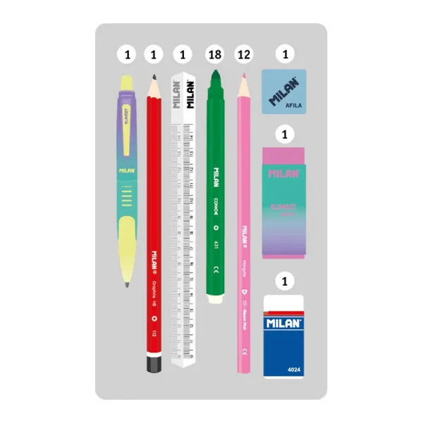 Dvostruka puna pernica MILAN - SUNSET BLACK PINK 