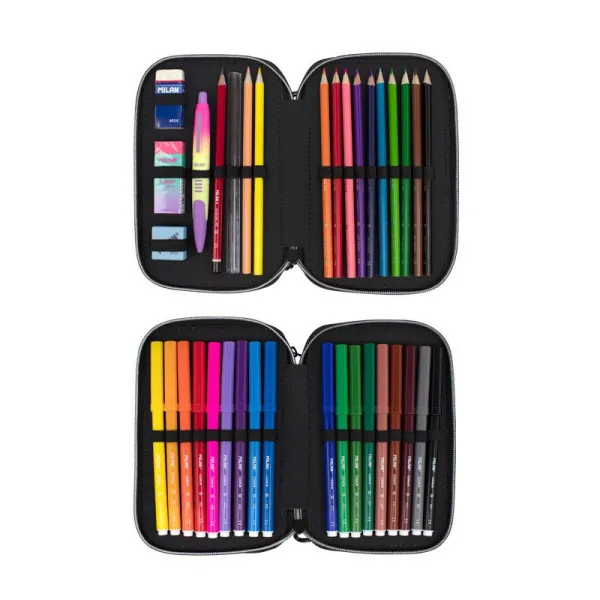 Dvostruka puna pernica MILAN - SUNSET BLACK PINK 