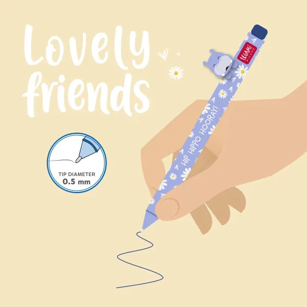 Gel olovka 0.5 LOVELY FRIENDS - HIPPO (plavo mastilo) 