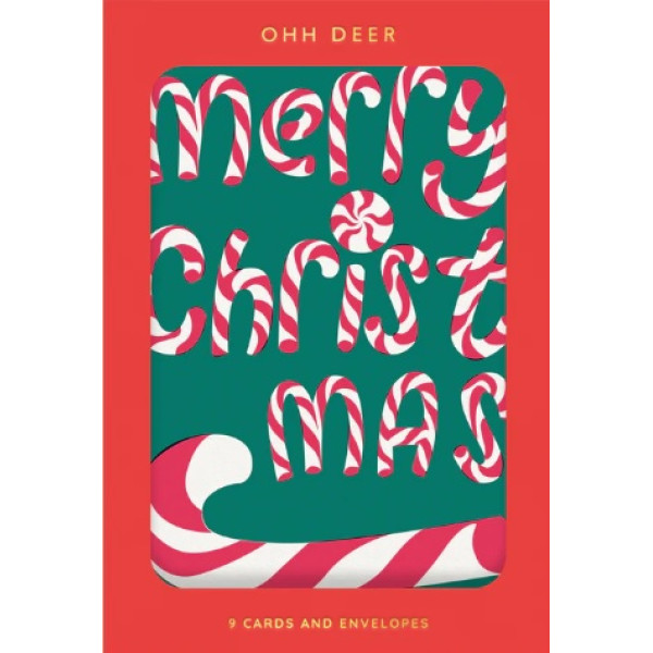 Set devet novogodišnjih i božićnih čestitki CANDY CANE 