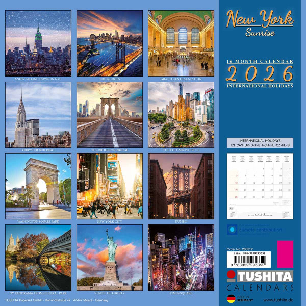 Zidni kalendar 2026 NEW YORK 