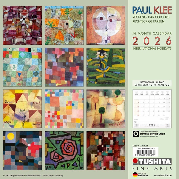 Zidni kalendar 2026 PAUL KLEE - RECTANGULAR COLOURS 