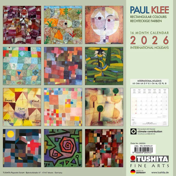 Zidni kalendar 2026 PAUL KLEE - RECTANGULAR COLOURS 