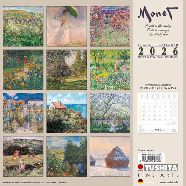 Zidni kalendar 2026 MONET - A WALK IN THE COUNTRY 