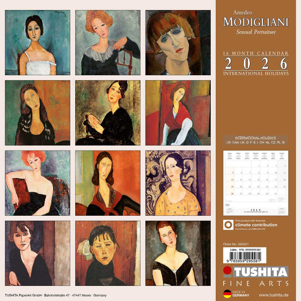 Zidni kalendar 2026 MODIGLIANI - SENSUAL PORTRAITURE 