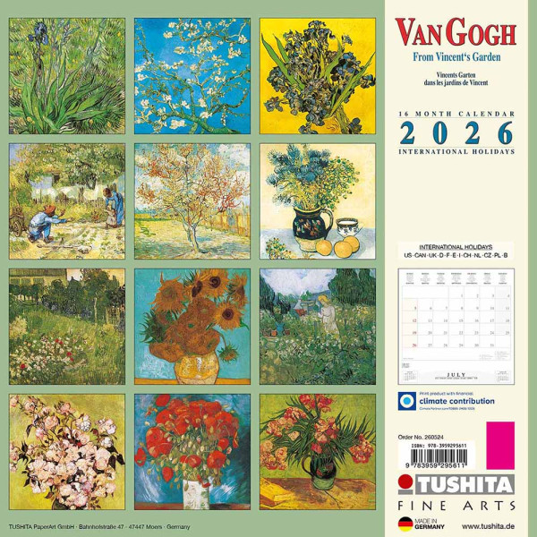 Zidni kalendar 2026 VAN GOGH - FROM VINCENT'S GARDEN 