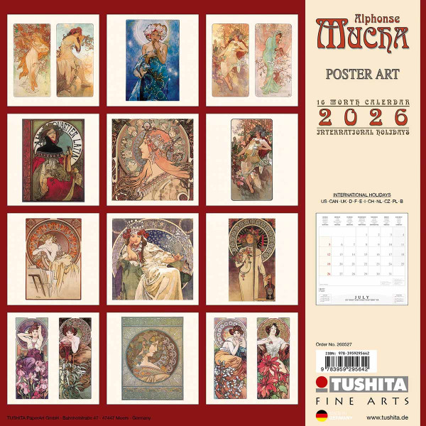 Zidni kalendar 2026 ALPHONSE MUCHA 