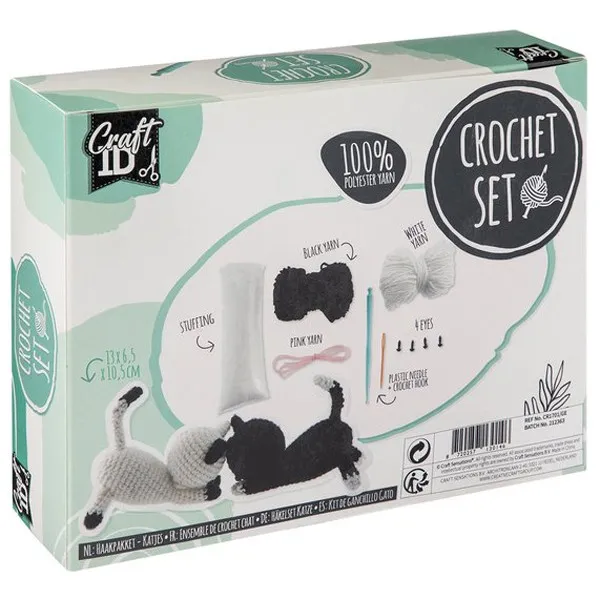 Kreativni set za heklanje MAČKE 13x5x10,5cm 