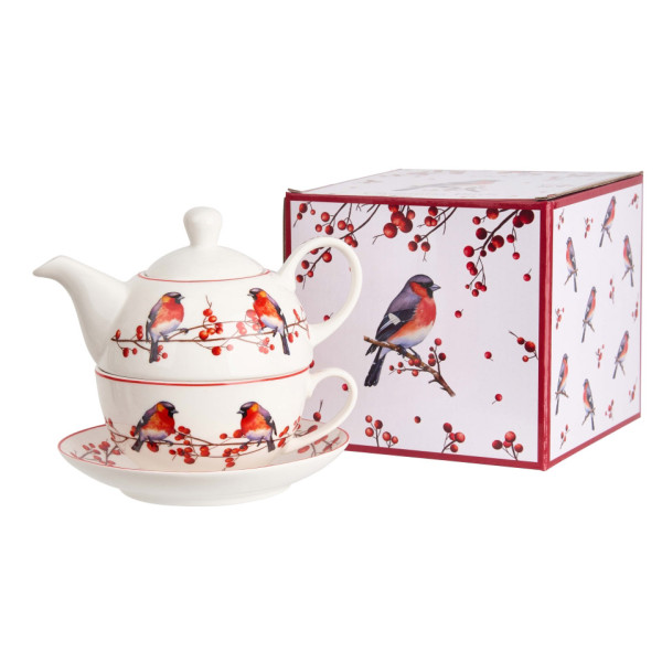 Set za čaj - čajnik sa šoljom NOVA GODINA - Ptice 