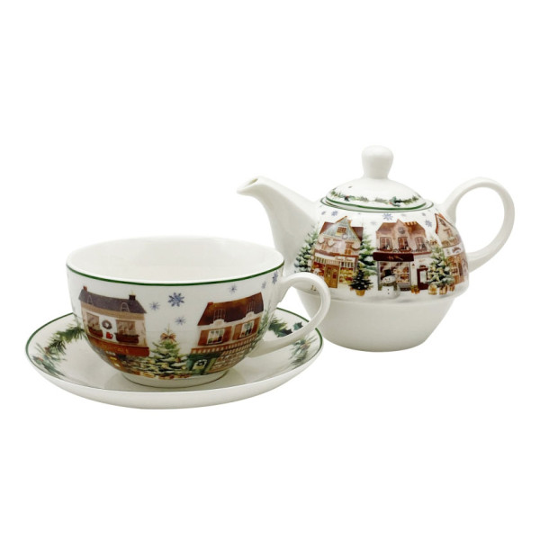 Set za čaj - čajnik sa šoljom NOVA GODINA Grad 