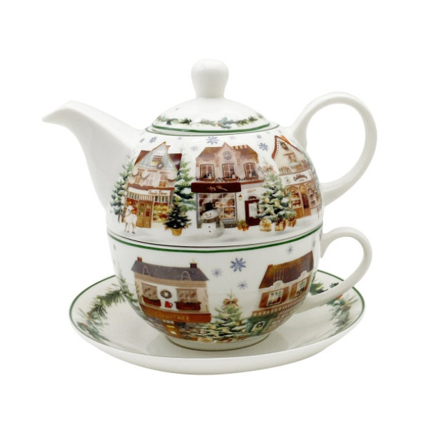 Set za čaj - čajnik sa šoljom NOVA GODINA Grad 