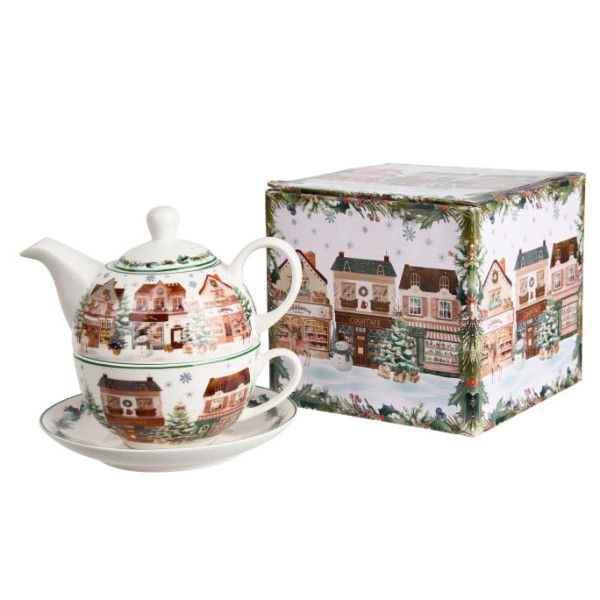 Set za čaj - čajnik sa šoljom NOVA GODINA Grad 