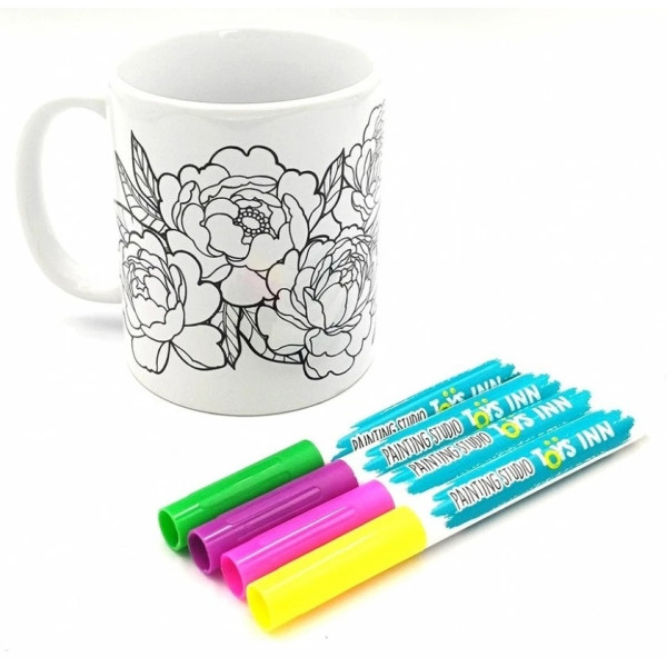 Kreativni set ŠOLJA ZA BOJENJE + 4 MARKERA + BOŽURI 