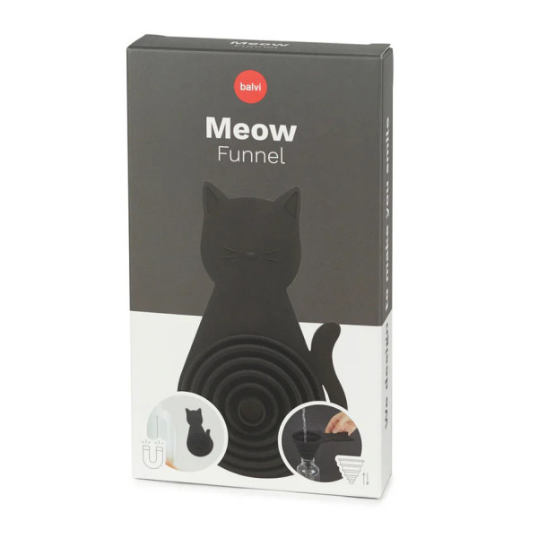 Sklopivi silikonski levak sa magnetom MEOW - BLACK 