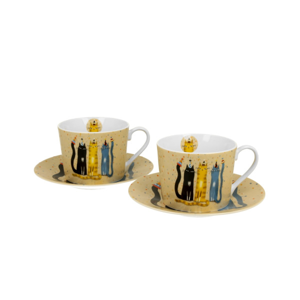 Dve šoljice sa tanjirićima CAT’S WORLD - HEARTS 230 ml 