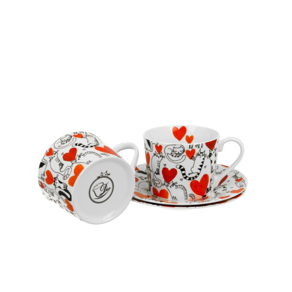 Dve šoljice sa tanjirićima CAT’S WORLD - HEARTS 230 ml 