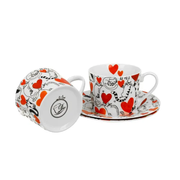 Dve šoljice sa tanjirićima CAT’S WORLD - HEARTS 230 ml 