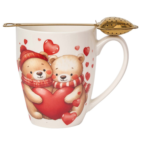 Šolja sa infuzerom u obliku srca MEDE SA SRCIMA 