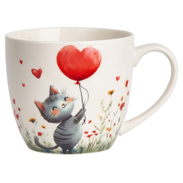 Šolja LOVE - MAČKA SA BALONOM 460ml 