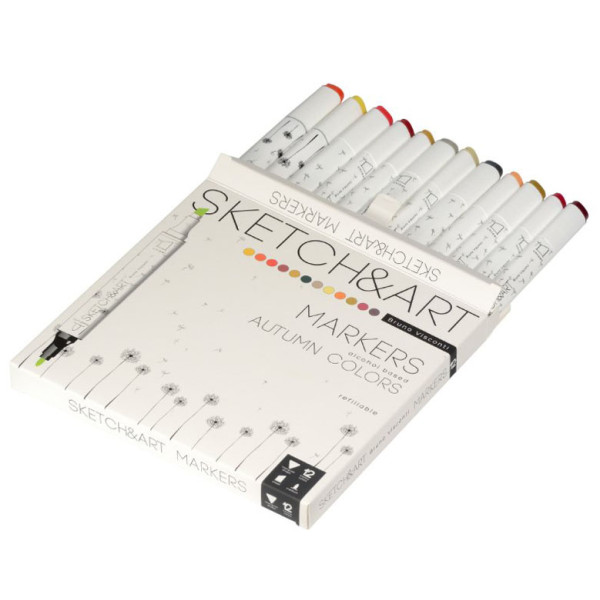 SKETCH & ART dvostrani markeri 12 JESENJIH NIJANSI 
