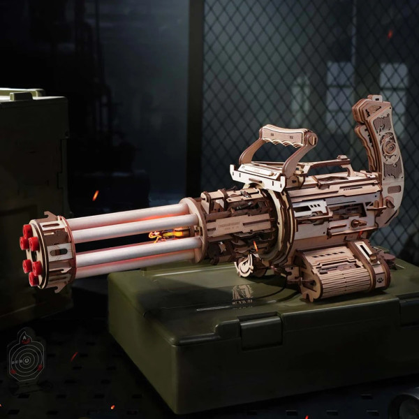 3D drvena slagalica - Barrel Machine Gun 