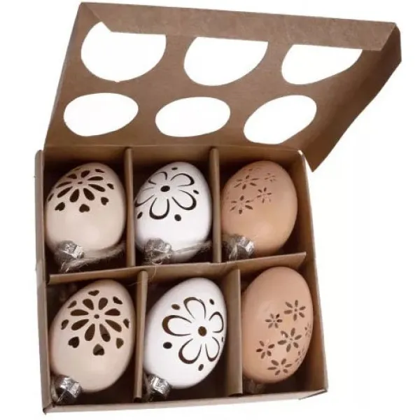 Uskršnji set šest jaja SA REZBARENIM CVETIĆIMA 