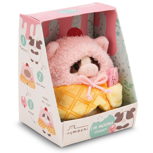 Plišana igračka KRAVA MOONA u kostimu sladoleda 8cm MYMOCHI 