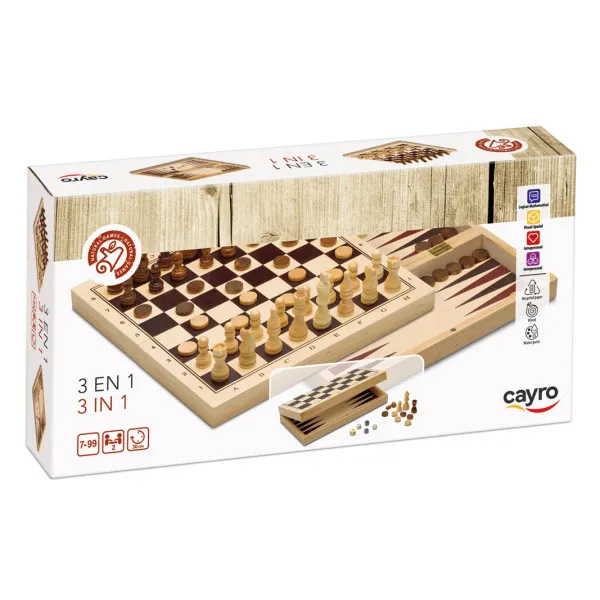 Set društvenih igrara 3 u 1 (Šah, dame, bekgemon) 