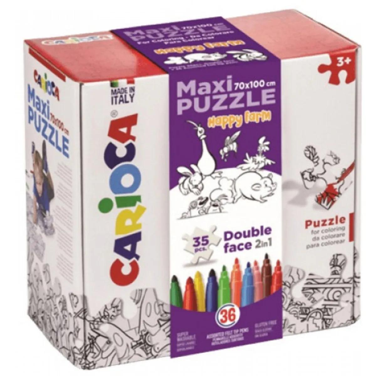 Kreativni set flomasteri i MAXI PUZZLE HAPPY FARM 