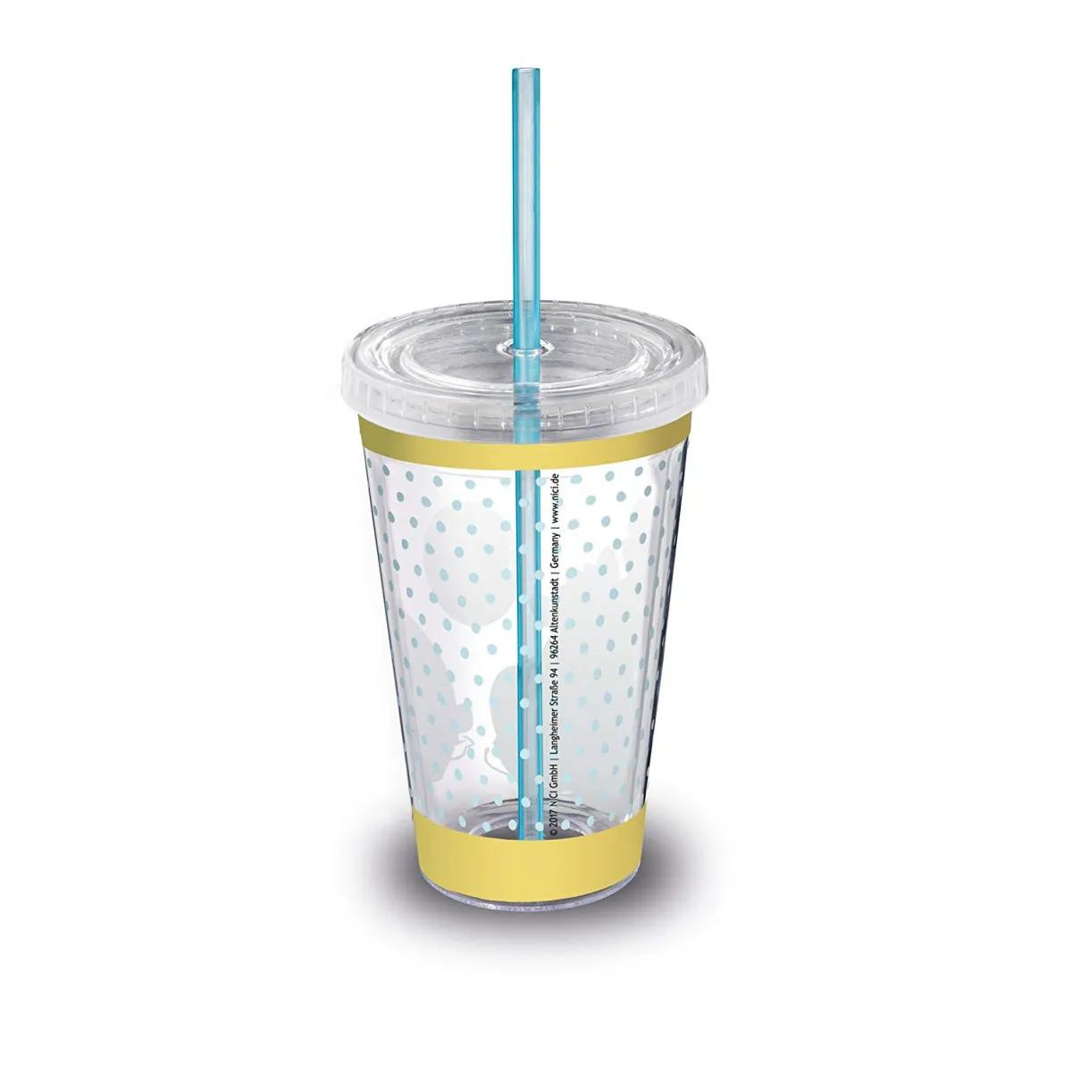 Čaša sa poklopcem i slamkom BUBBLE HELLO Theodor and Friends 