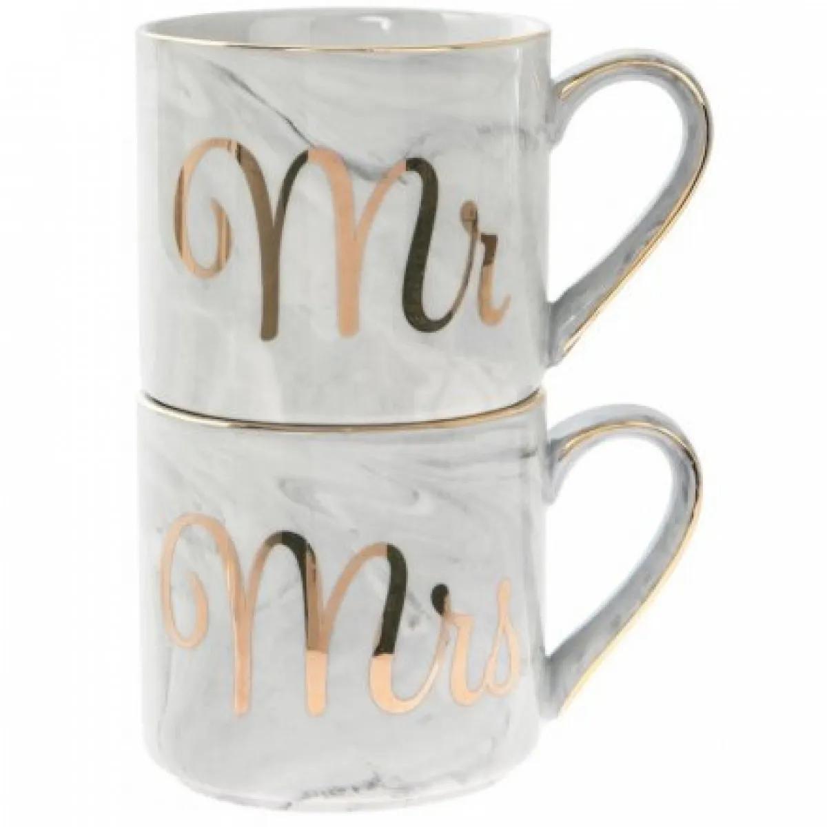 Set od dve šolje MARBLE GOLD MR & MRS 