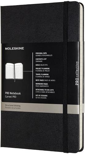 Moleskine Pro beležnica crna - tvrde korice 