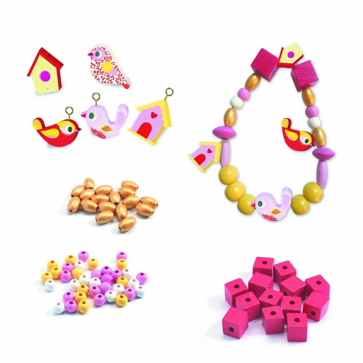 Kreativni Set OH LES PERLES WOODEN BEADS, BIRDS 