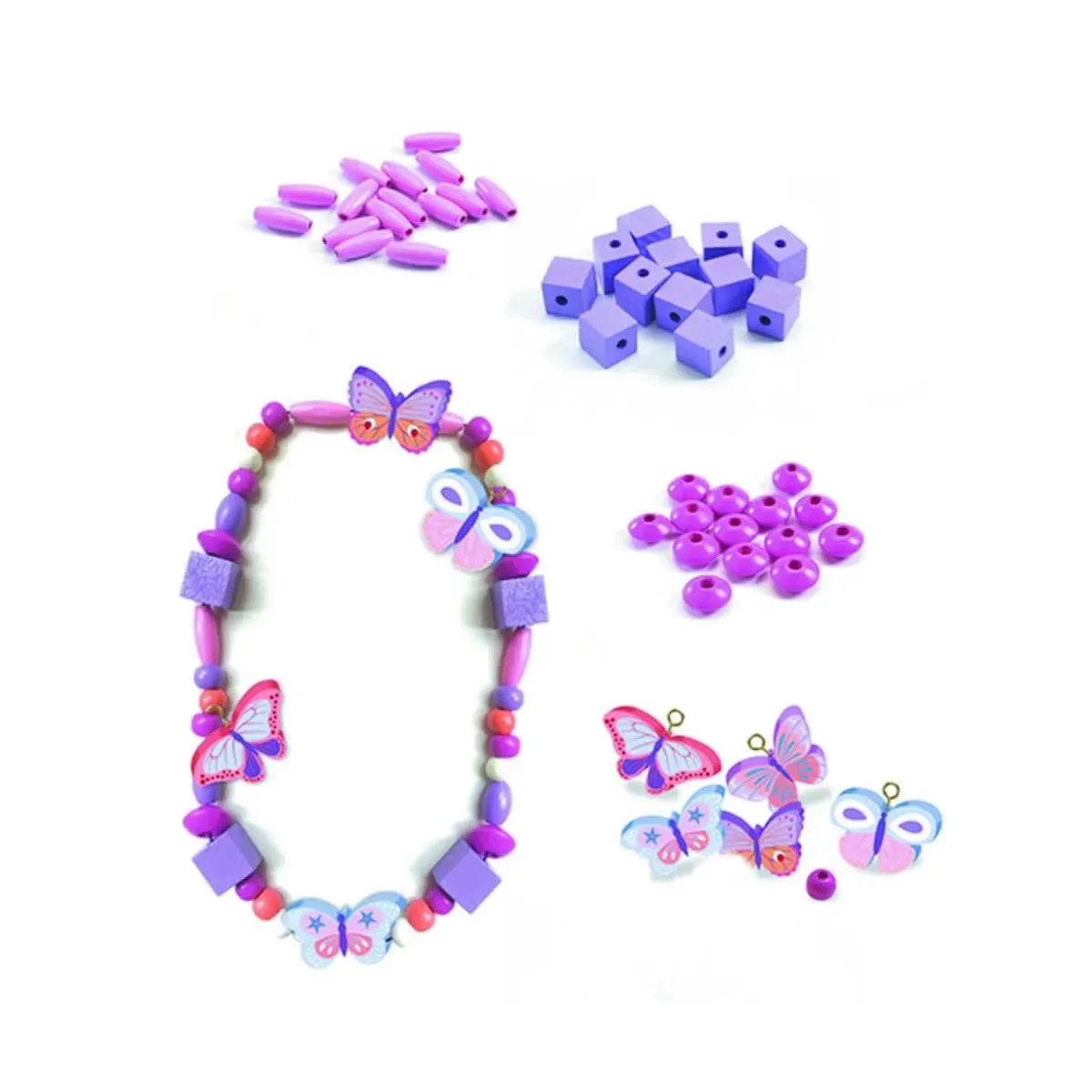 Kreativni Set OH LES PERLES WOODEN BEADS, BUTTERFLIES 