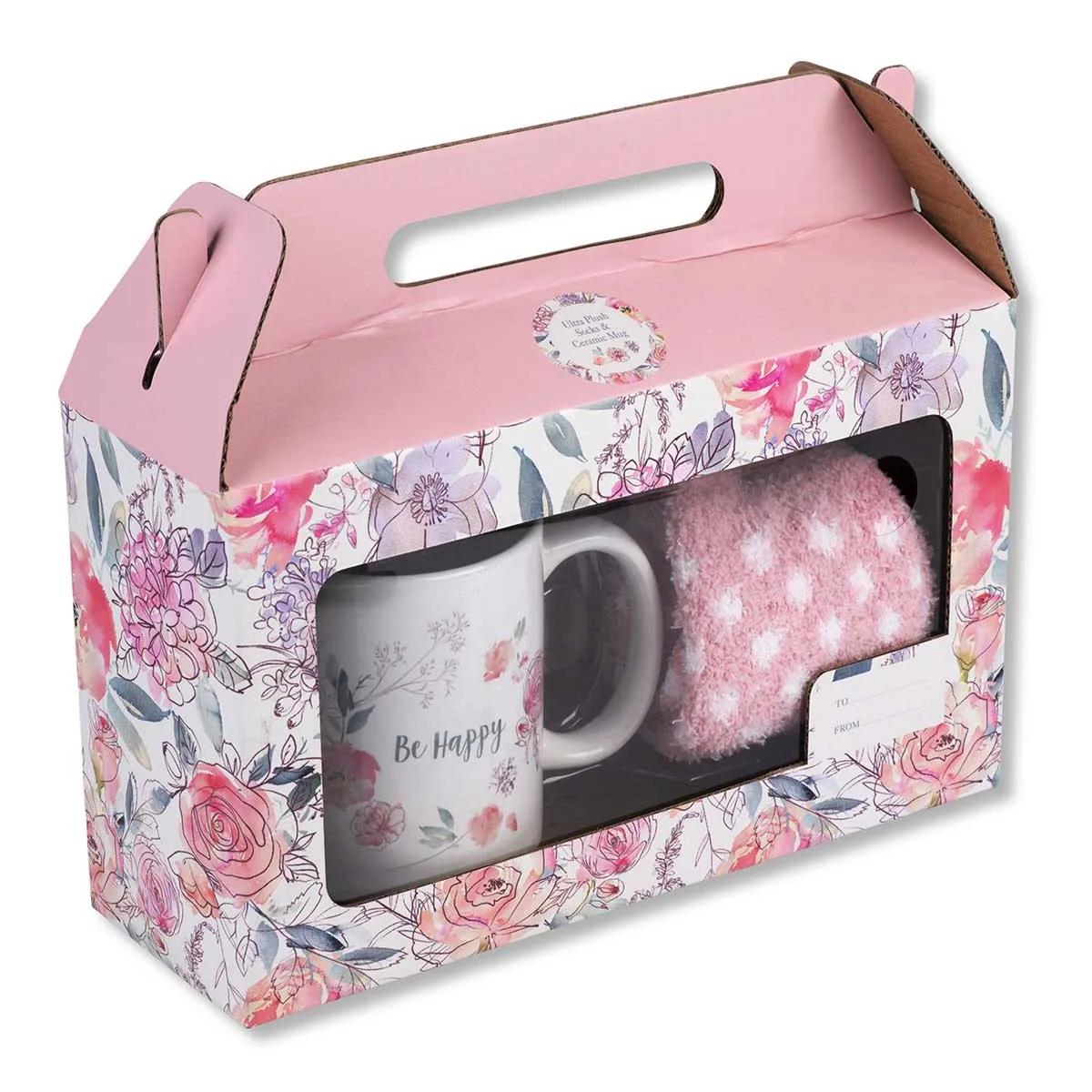 Poklon set šolja i čarape BE HAPPY 