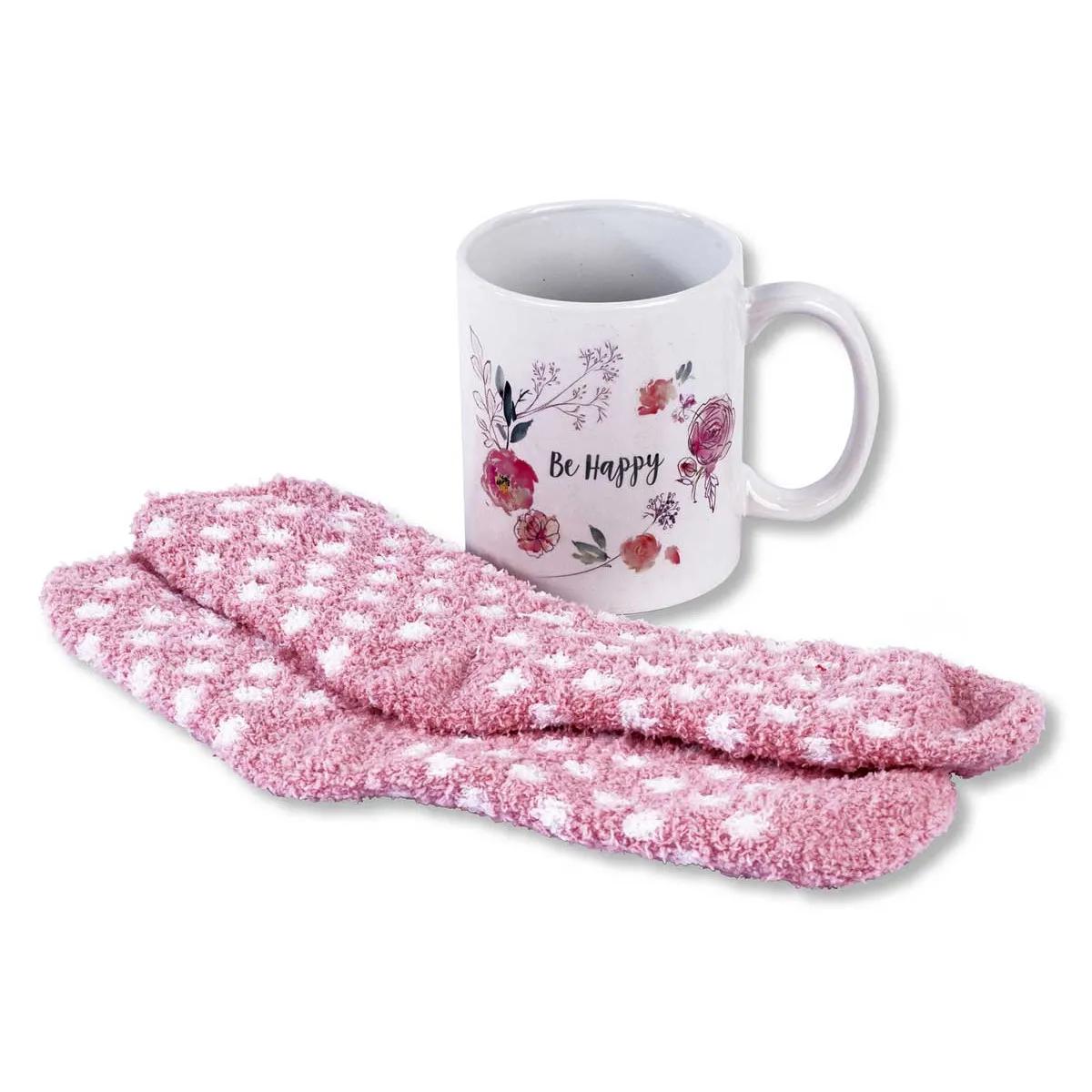 Poklon set šolja i čarape BE HAPPY 