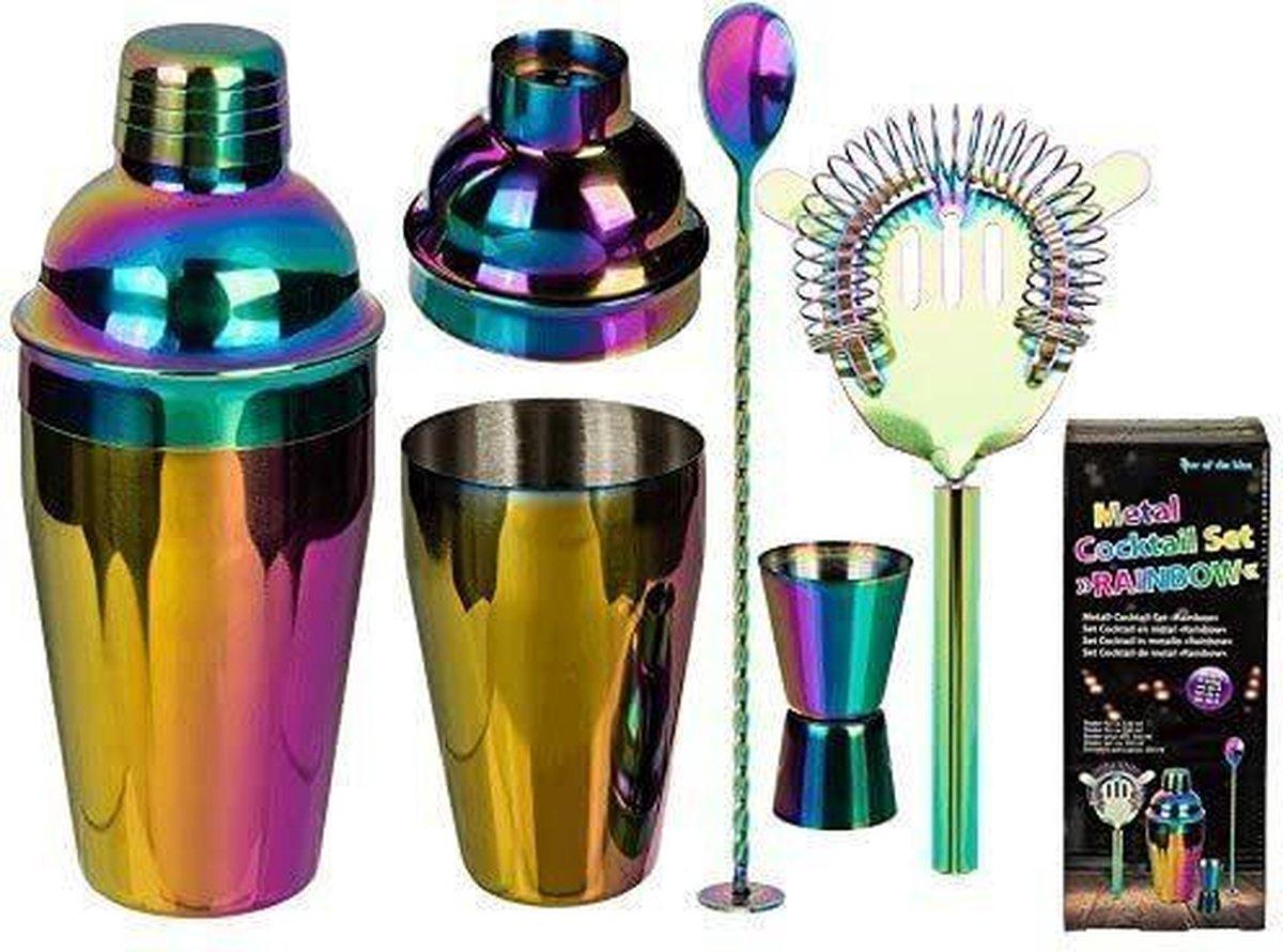 Set za Koktele METAL COCKTAIL SET RAINBOW SET OF 4 SHAKER FOR CA 550 ML 