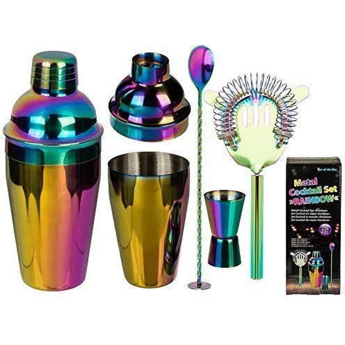 Set za Koktele METAL COCKTAIL SET RAINBOW SET OF 4 SHAKER FOR CA 550 ML 