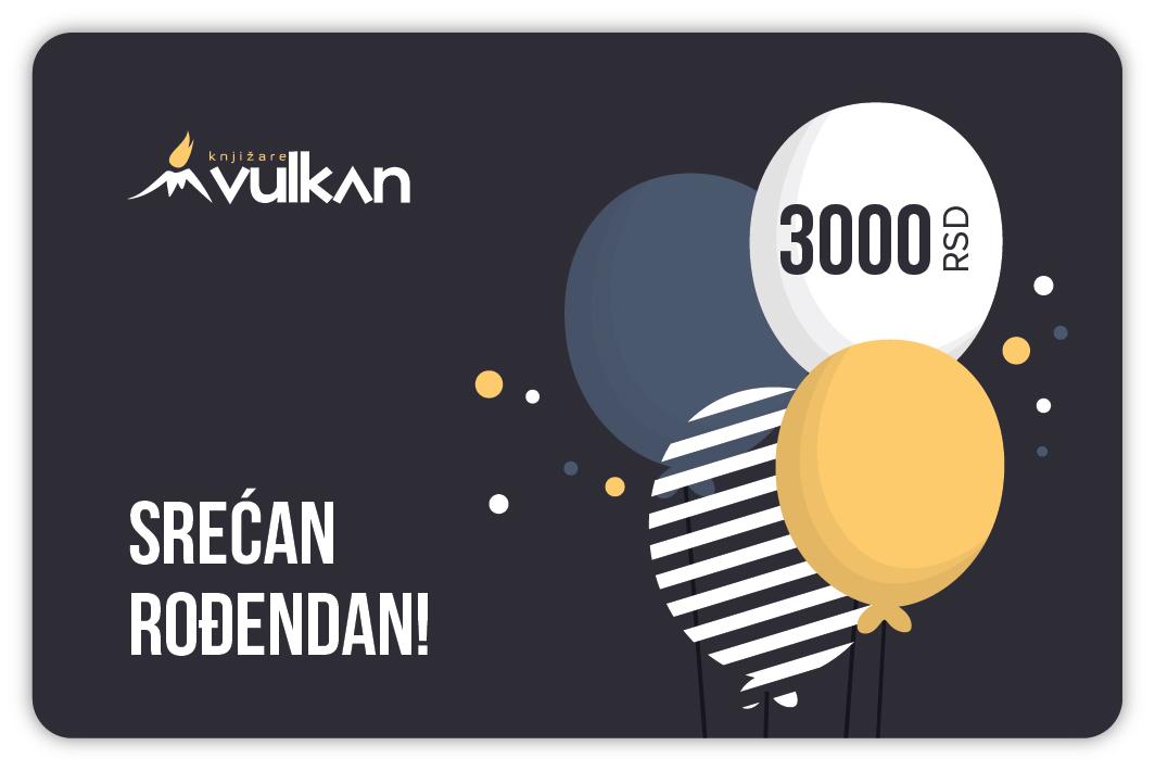 GIFT KARTICA/VAUČER Srećan rođendan Crna baloni 3000 