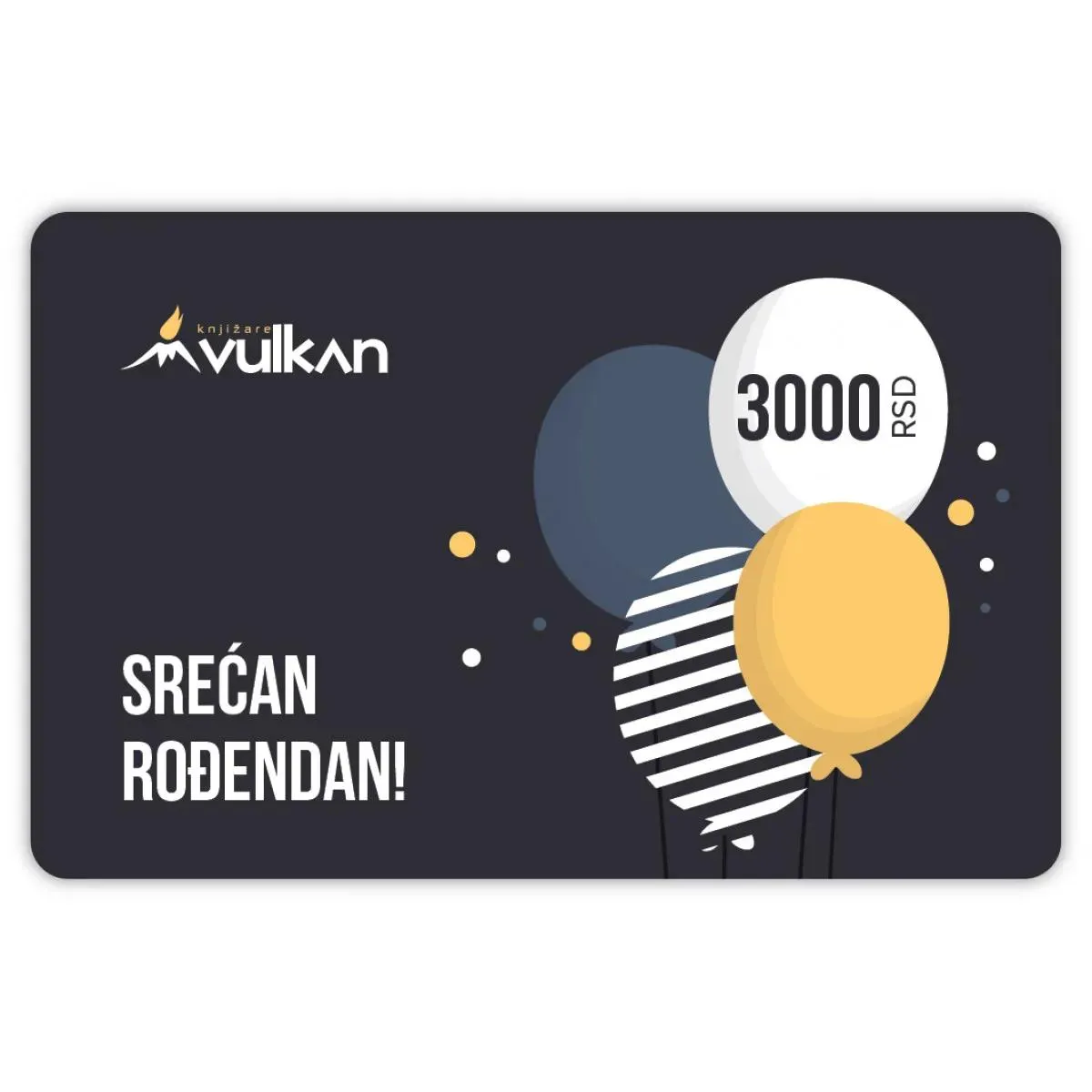 GIFT KARTICA/VAUČER Srećan rođendan Crna baloni 3000 