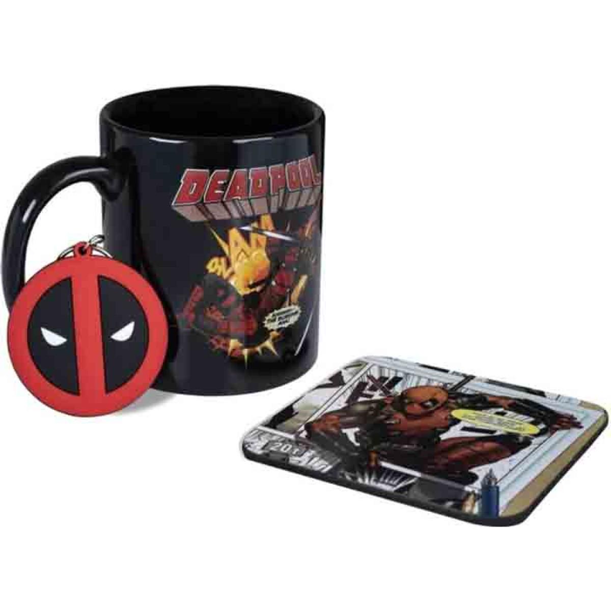 Gift set DEADPOOL - šolja, privezak, podmetač 