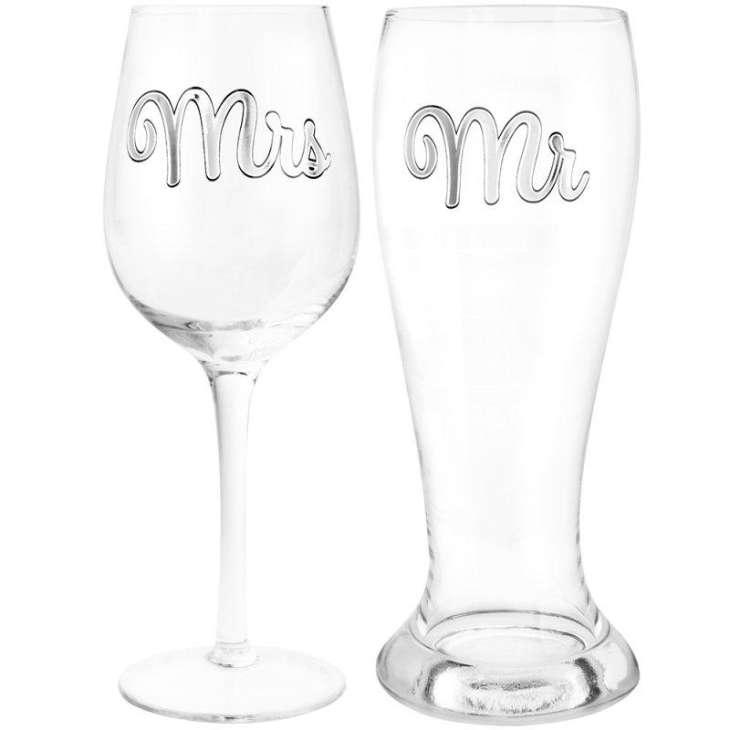 MR & MRS Čaše za pivo i vino 