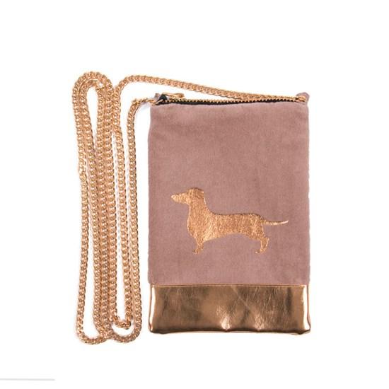 Torba CELLY BAG PU 12X17CM CROSSOVER ROSE GOLD WITH DOG 
