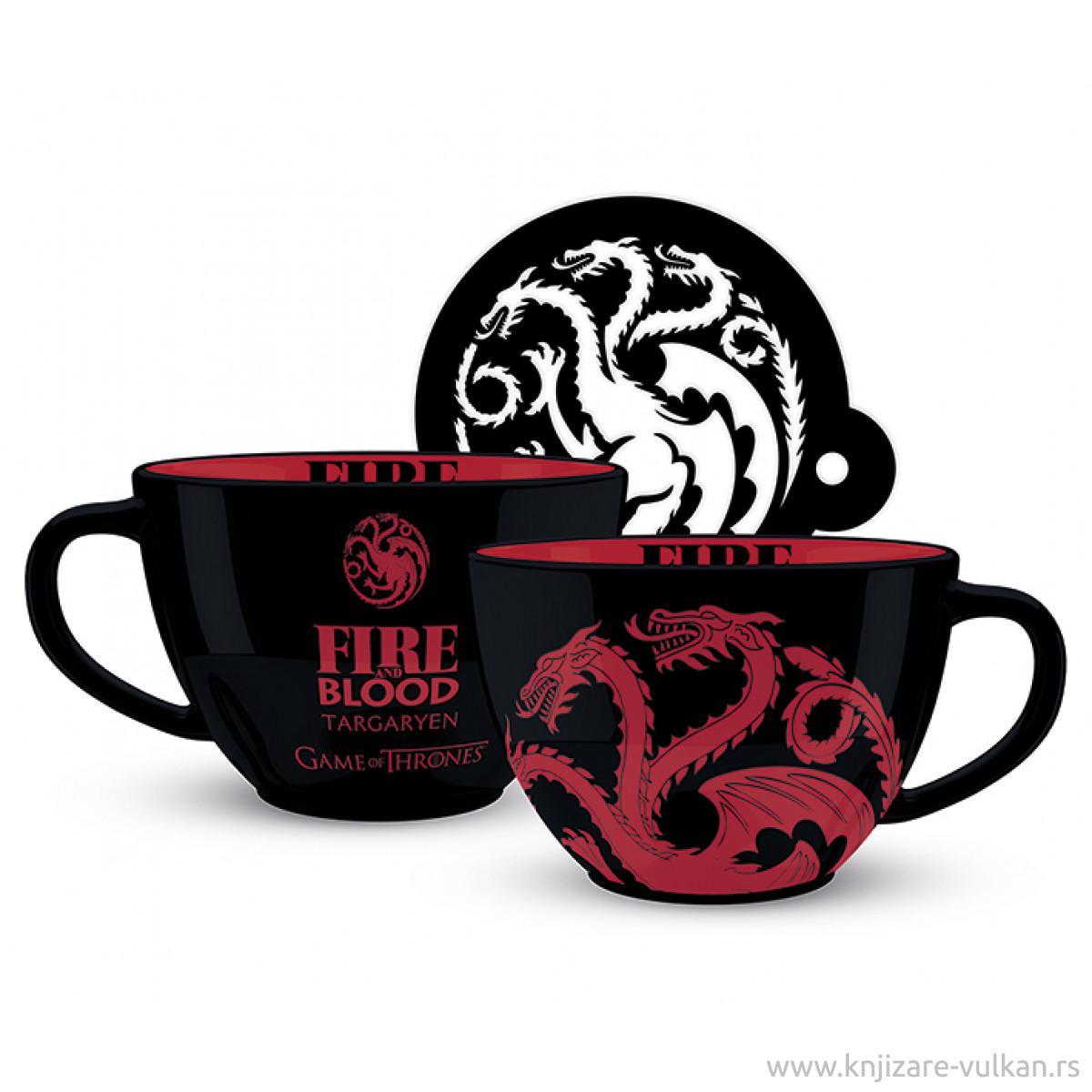 Šolja za kapućino GAME OF THRONES Fire and blood, Targaryen 