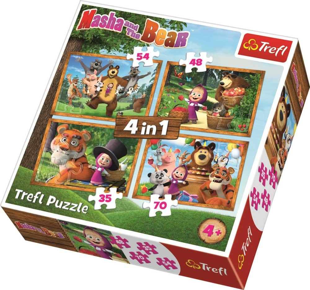Puzzle 4 u 1 TREFL Masha s Forest Adventures 