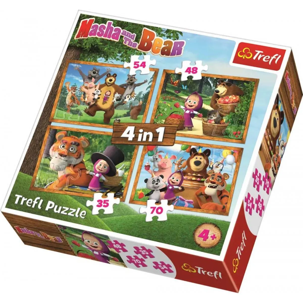 Puzzle 4 u 1 TREFL Masha s Forest Adventures 
