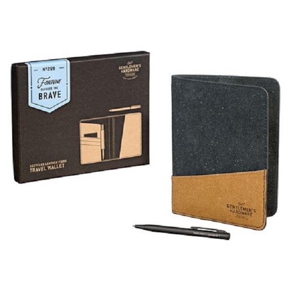 Futrole za dokumenta: TRAVEL WALLET RECYCLED LEATHER BLACK & TAN 