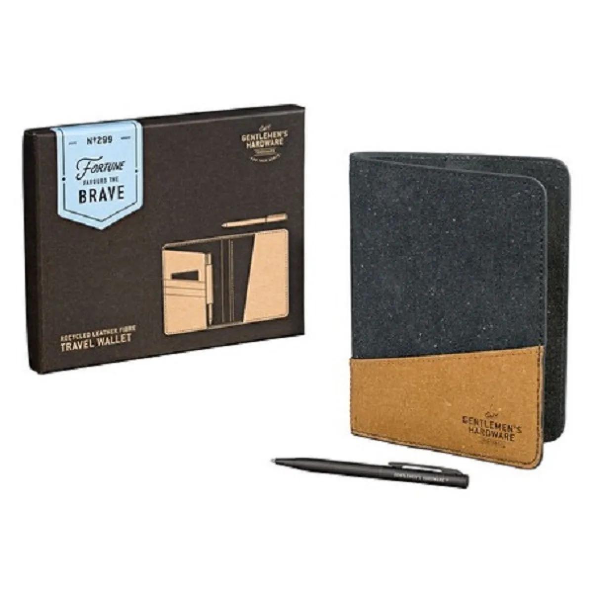 Futrole za dokumenta: TRAVEL WALLET RECYCLED LEATHER BLACK & TAN 